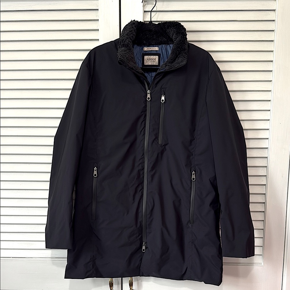 Armani Collezioni Women’s Black Jacket with Fur Collar